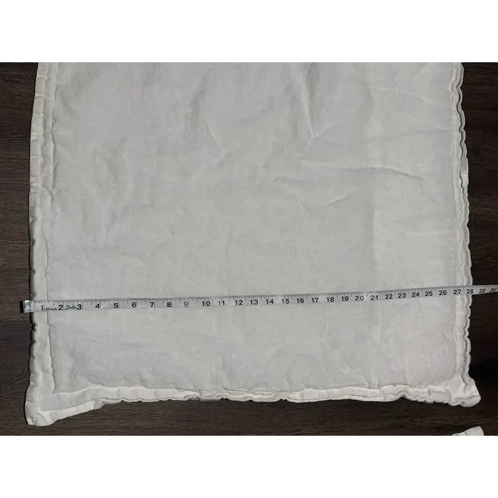 Restoration Hardware 2 100% Linen Belgian Pillow Case Shams Euro 26x26 White